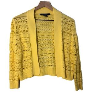 89th & Madison Yellow Open-Knit Crochet Cardigan Crop Women’s M.